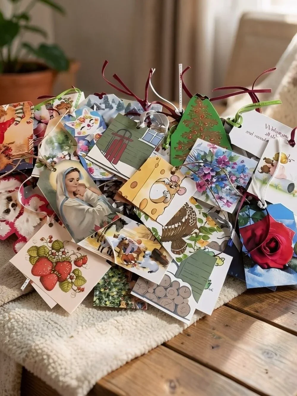 46 Handmade Gift Tags, Assorted Designs & Occasions, Gift Wrapping Tags